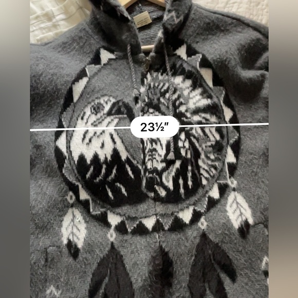 RARE Yari Artesanians Cowichan indian native eagles wool spellout hoodi… - Picture 4 of 7